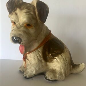 Vintage Antique Chalk ware  Terrier Charming Dog Figurine Carnival Prize